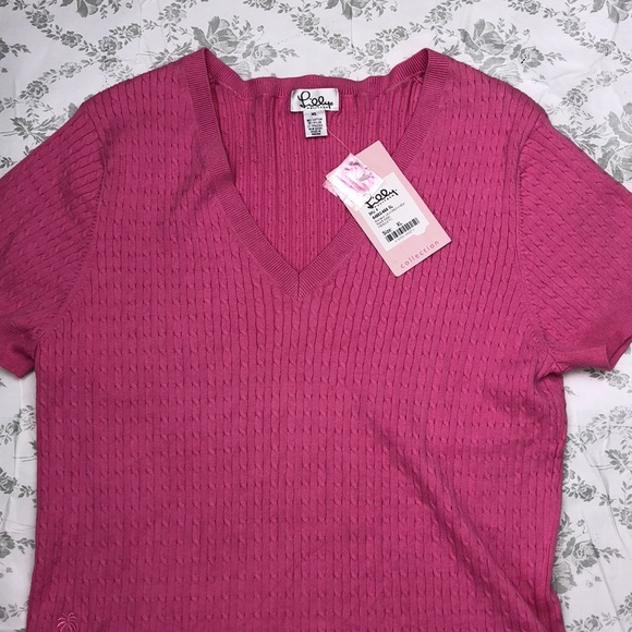 NWT Lilly Pulitzer Laila cable V-neck top sz XL - Picture 2 of 5
